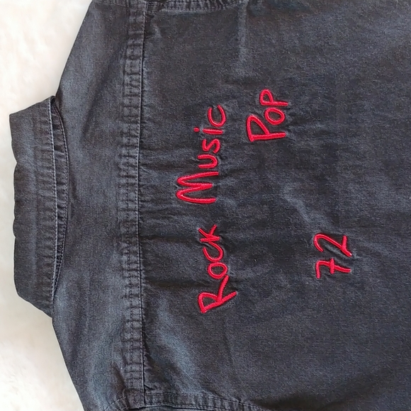 Tag Black Rock Music Pop Embroidered Button-down Shirt 100% Cotton Size 2T - Picture 7 of 7